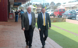 Collie-Preston MLA Mick Murray and Premier Mark McGowan in Collie. Picture: Kate Fielding / South Western Times